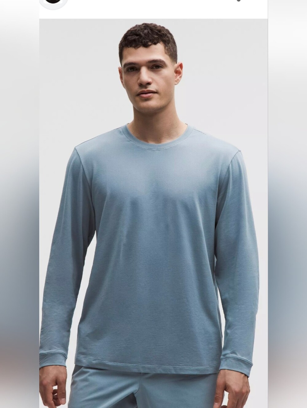 Men's Long-Sleeve Crew Neck Shirt - Light Blue